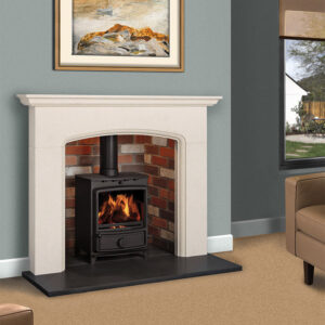 FDC Eco 5 Multifuel Stove in Room setting with white fire surround