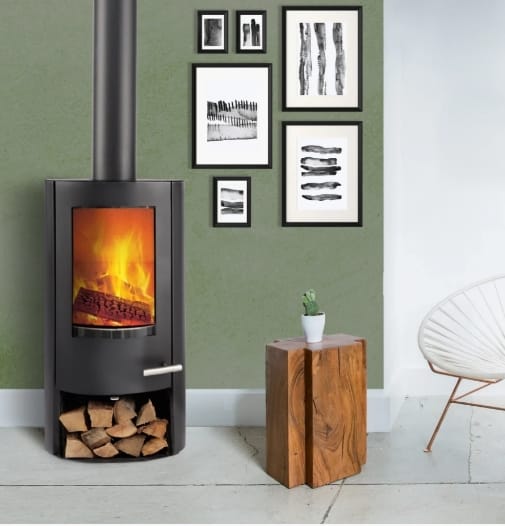 TermaTech TT20R Wood Stove Streamline with rounded sides and log store base